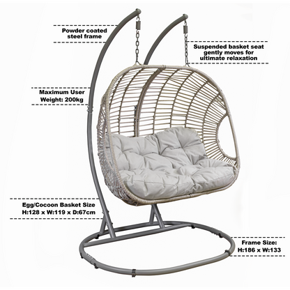 Dellonda Double Swinging Egg Chair with Cushion