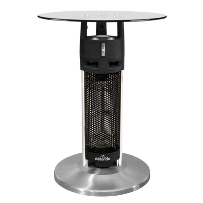 Dellonda Bistro Table with 1200W Heater, 65cm, Black/Stainless Steel