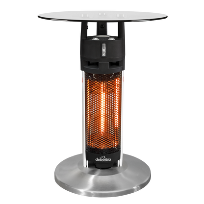 Dellonda Bistro Table with 1200W Heater, 65cm, Black/Stainless Steel