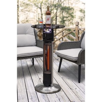 Dellonda Bistro Table with 1600W Heater, 95cm, Black/Stainless Steel