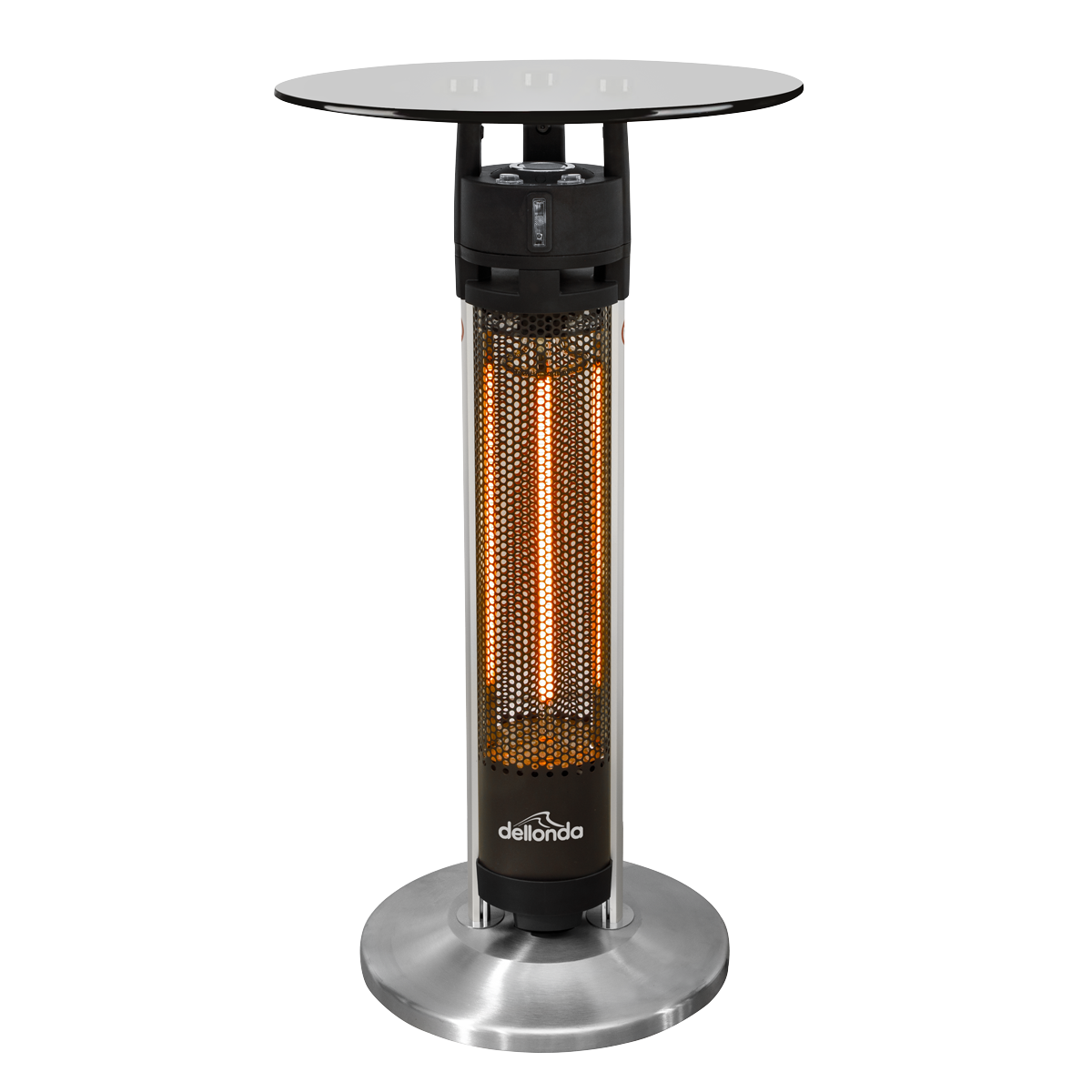 Dellonda Bistro Table with 1600W Heater, 95cm, Black/Stainless Steel