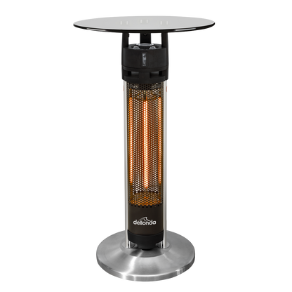 Dellonda Bistro Table with 1600W Heater, 95cm, Black/Stainless Steel