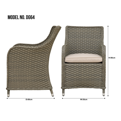 Dellonda Chester Rattan Wicker Outdoor Garden Dining Chairs 2pc