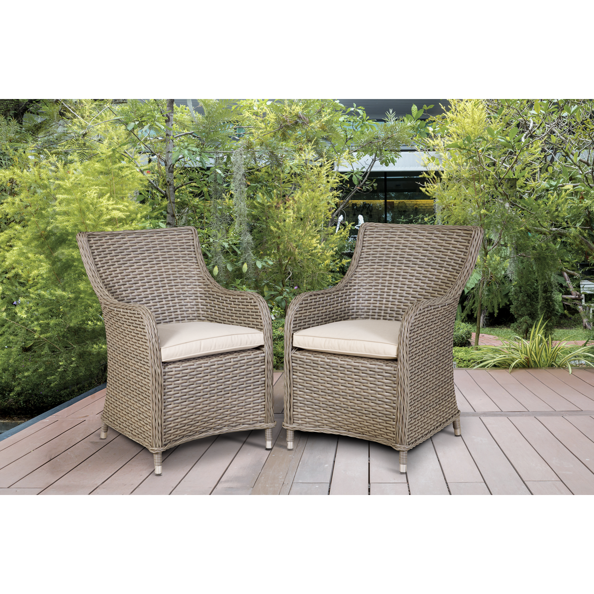 Dellonda Chester Rattan Wicker Outdoor Garden Dining Chairs 2pc