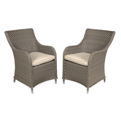 Dellonda Chester Rattan Wicker Outdoor Garden Dining Chairs 2pc