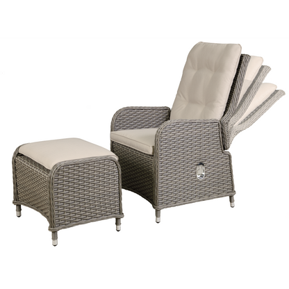 Dellonda Chester Rattan Wicker Outdoor Recliner Loungers & Table Set 5pc