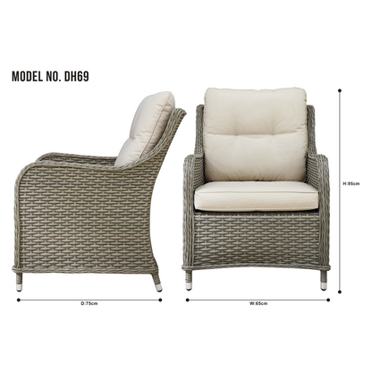Dellonda Chester Rattan Wicker Outdoor Armchairs 2pc