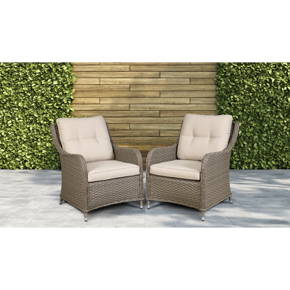 Dellonda Chester Rattan Wicker Outdoor Armchairs 2pc