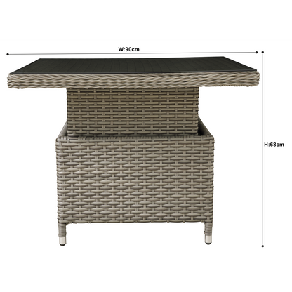 Dellonda Chester Rattan Wicker Adjustable-Height Outdoor Dining Table
