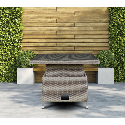 Dellonda Chester Rattan Wicker Adjustable-Height Outdoor Dining Table