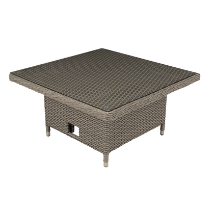 Dellonda Chester Rattan Wicker Adjustable-Height Outdoor Dining Table