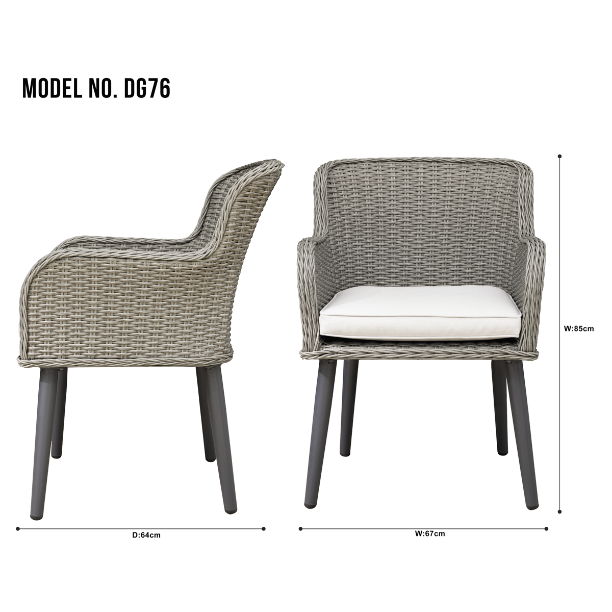 Dellonda Buxton Rattan Wicker Outdoor Chairs Set 2pc