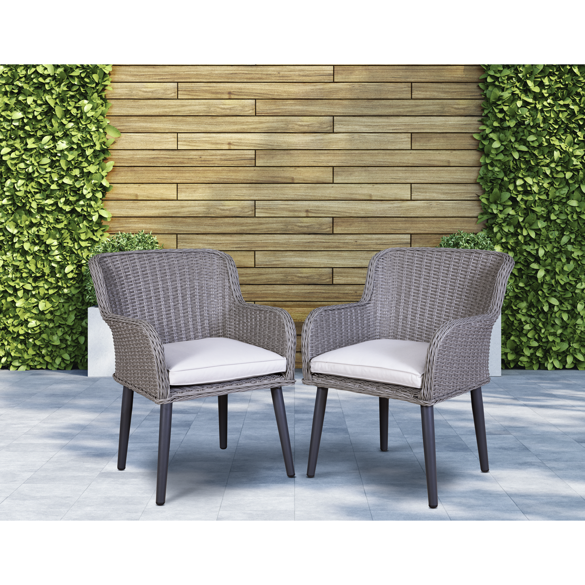 Dellonda Buxton Rattan Wicker Outdoor Chairs Set 2pc