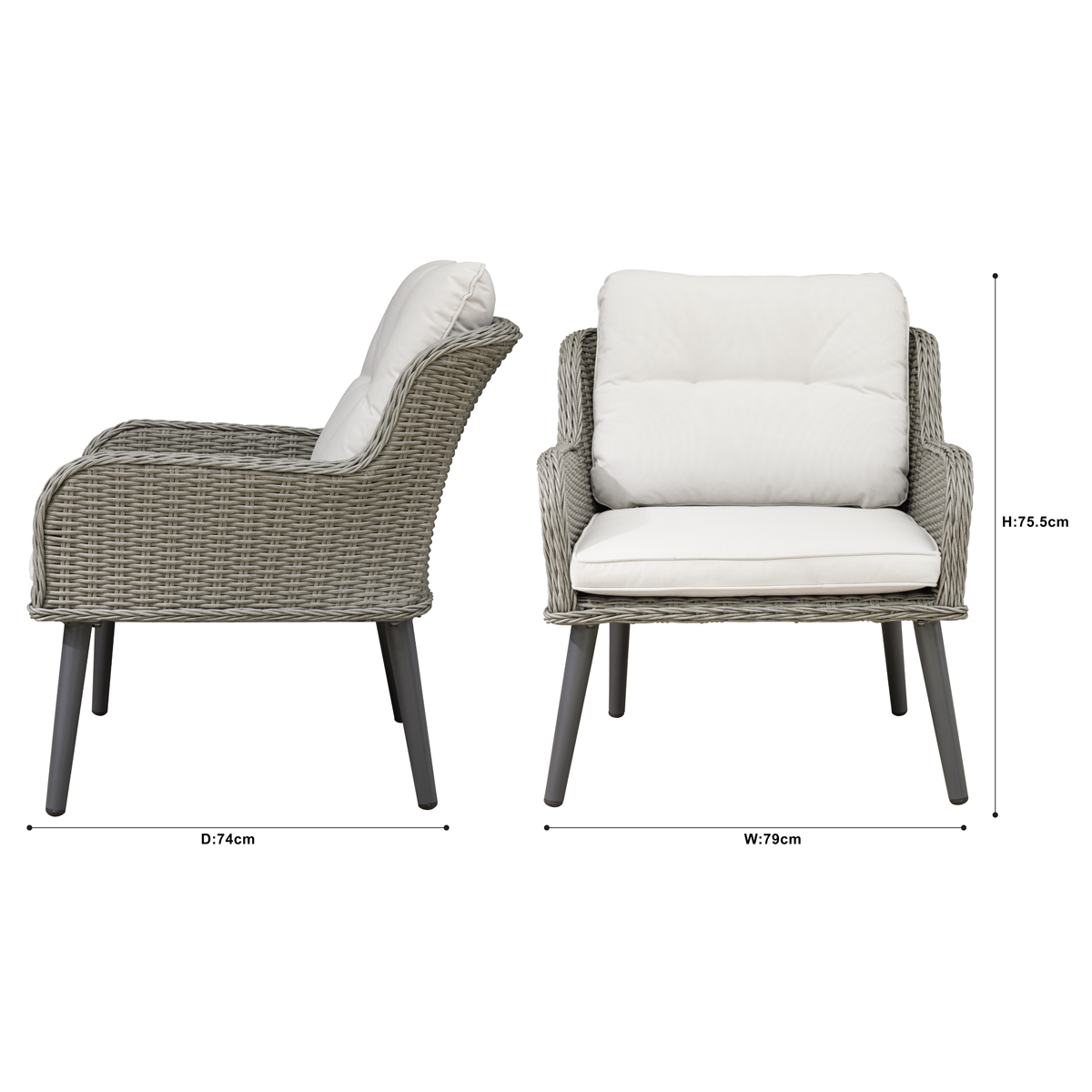 Dellonda Buxton Rattan Wicker Outdoor Chair Set 2pc