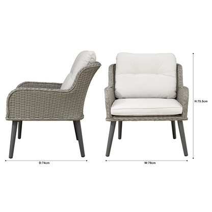 Dellonda Buxton Rattan Wicker Outdoor Chair Set 2pc