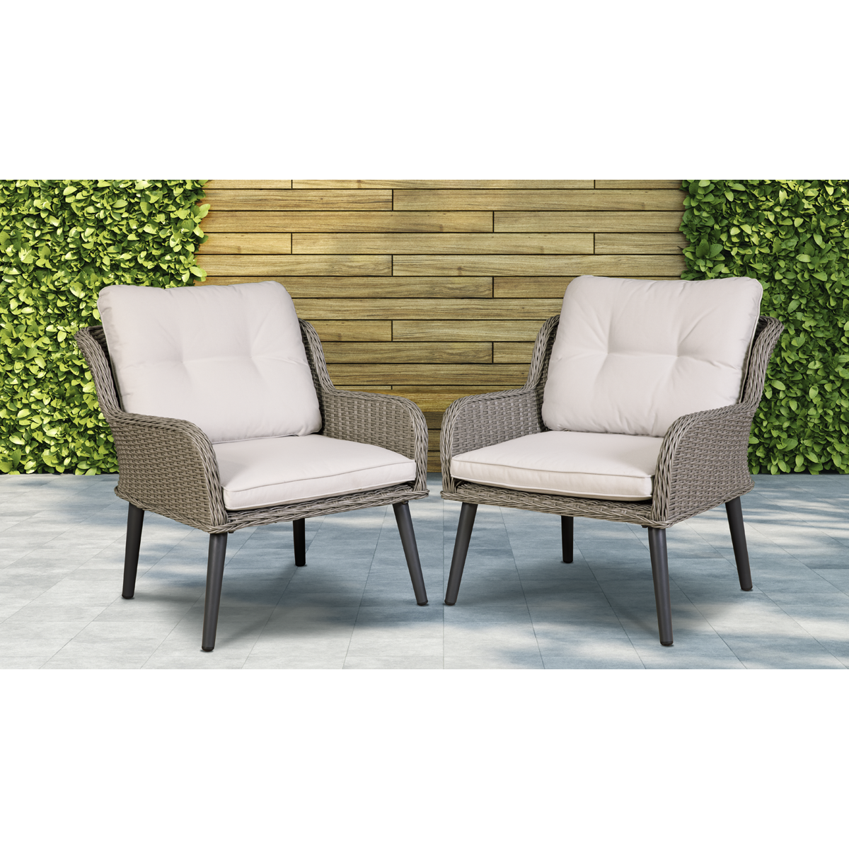 Dellonda Buxton Rattan Wicker Outdoor Chair Set 2pc