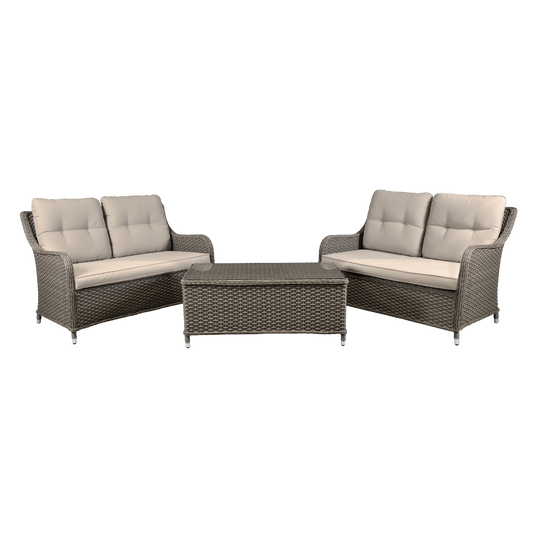 Dellonda Chester Rattan Wicker Outdoor Lounge Set 3pc