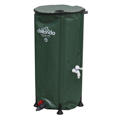 Dellonda Collapsible PVC Garden Water Butt with Zipped Lid & Drain Tap 100L