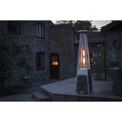 Dellonda 13kW Pyramid Gas Patio Heater 13kW Commercial/Garden Use - Stainless Steel