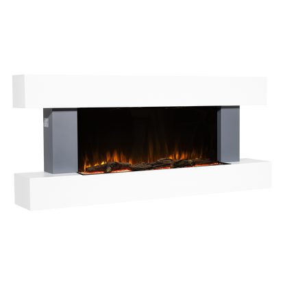 Baridi Wall Mounting Electric Fireplace with LED Flame Effect 52" - Grey
