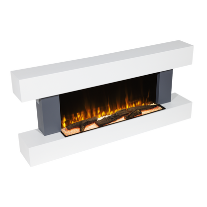 Baridi Wall Mounting Electric Fireplace with LED Flame Effect 52" - Grey