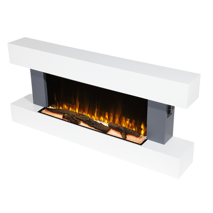 Baridi Wall Mounting Electric Fireplace with LED Flame Effect 52" - Grey