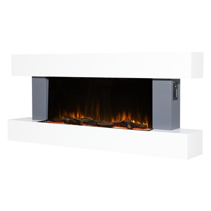 Baridi Wall Mounting Electric Fireplace with LED Flame Effect 52" - Grey