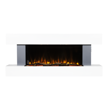 Baridi Wall Mounting Electric Fireplace with LED Flame Effect 52" - Grey