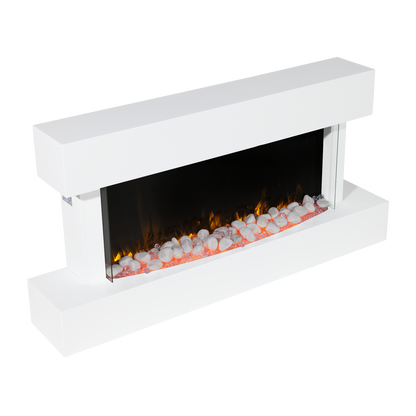 Baridi Wall Mounting Electric Fireplace with LED Flame Effect 46" - White