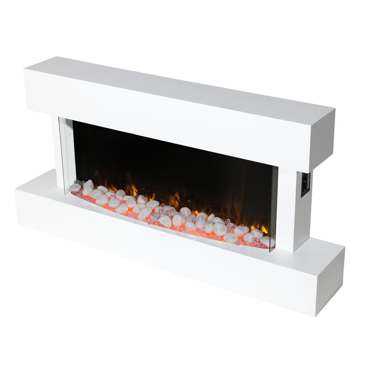 Baridi Wall Mounting Electric Fireplace with LED Flame Effect 46" - White
