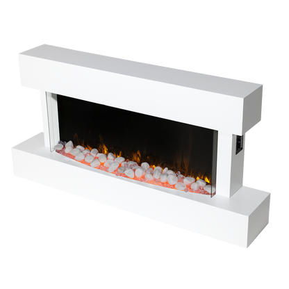 Baridi Wall Mounting Electric Fireplace with LED Flame Effect 46" - White