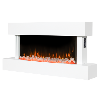 Baridi Wall Mounting Electric Fireplace with LED Flame Effect 46" - White