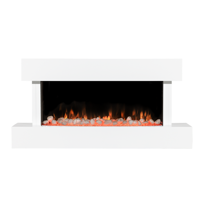 Baridi Wall Mounting Electric Fireplace with LED Flame Effect 46" - White