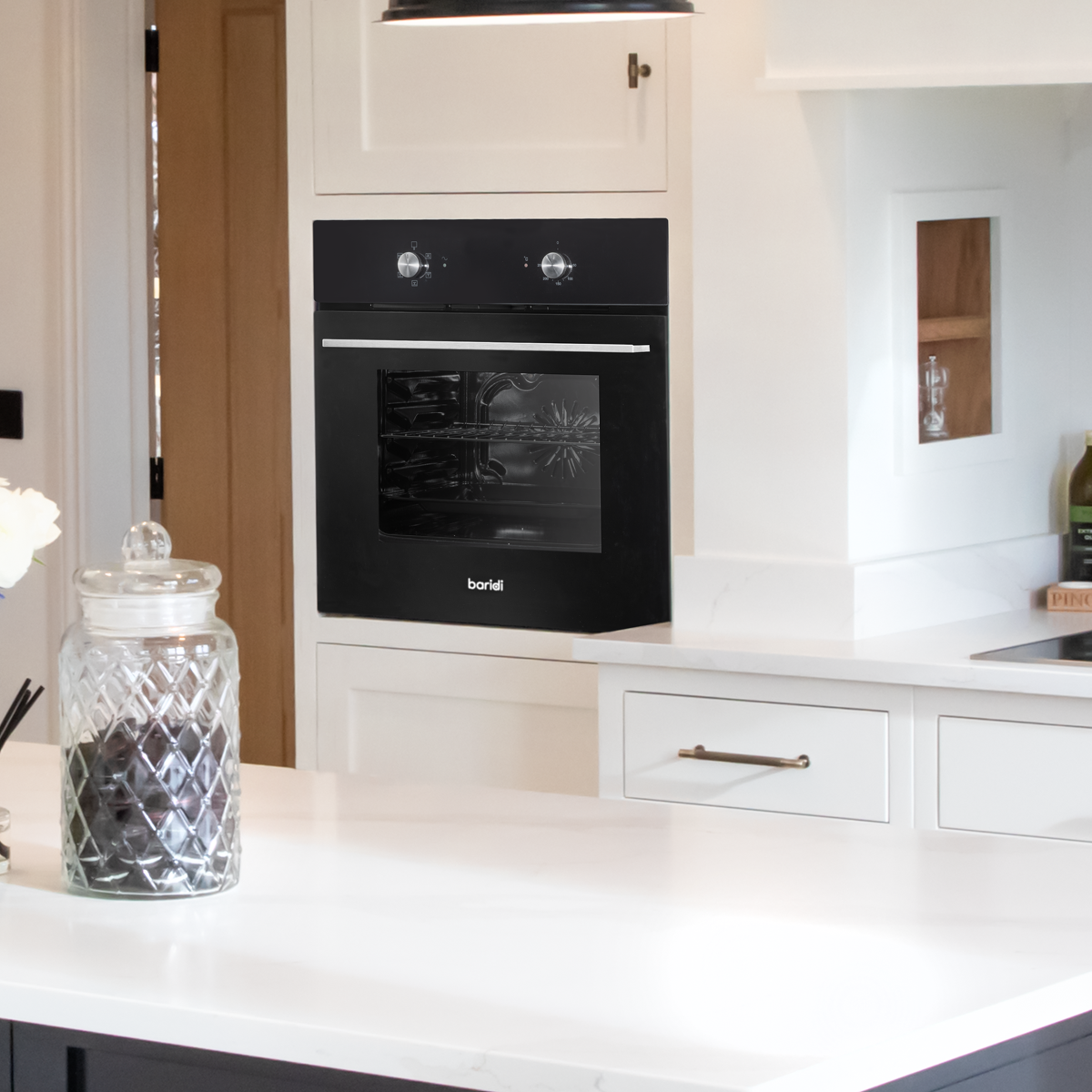 Baridi Integrated Fan-Assisted Electric Oven 60cm 55L Capacity - Black