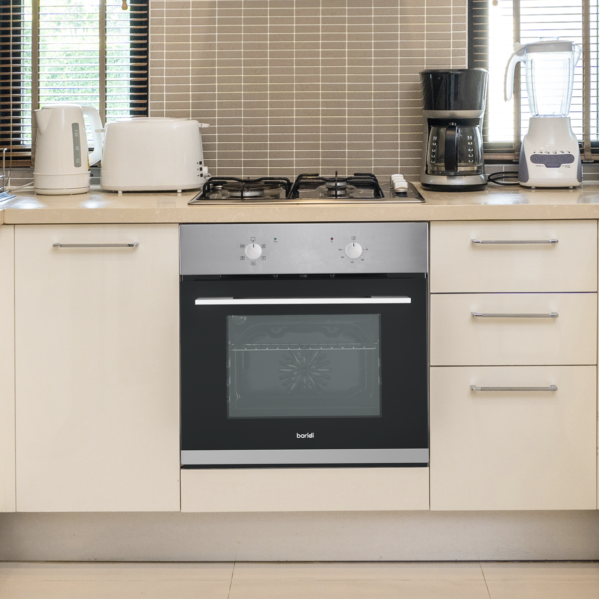 Baridi Integrated Fan-Assisted Electric Oven 60cm 55L Capacity - Black/Stainless Steel