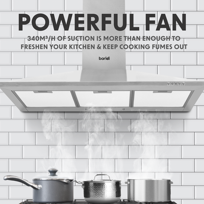 Baridi Cooker Hood with Carbon Filters 90cm - Stainless Steel