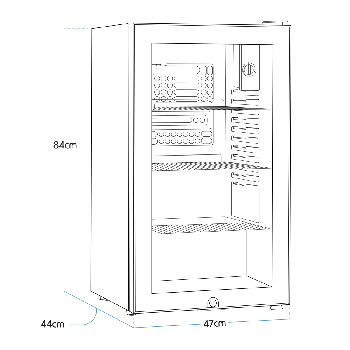 Baridi Wine, Beer & Drinks Fridge 85L Capacity - Black