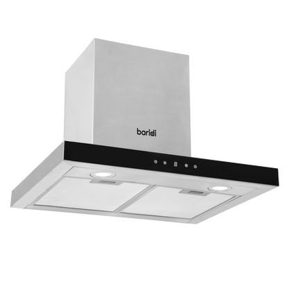 Baridi T-Shape Chimney Cooker Hood with Carbon Filters 60cm - Stainless Steel