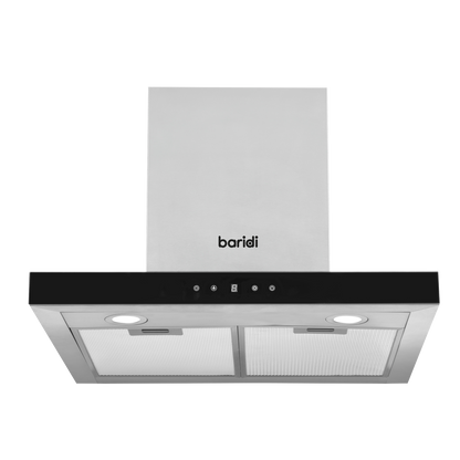Baridi T-Shape Chimney Cooker Hood with Carbon Filters 60cm - Stainless Steel