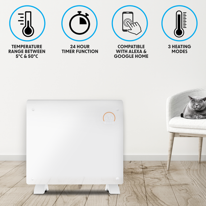 Baridi, Electric Glass Panel Heater 1000W/230V - DH136