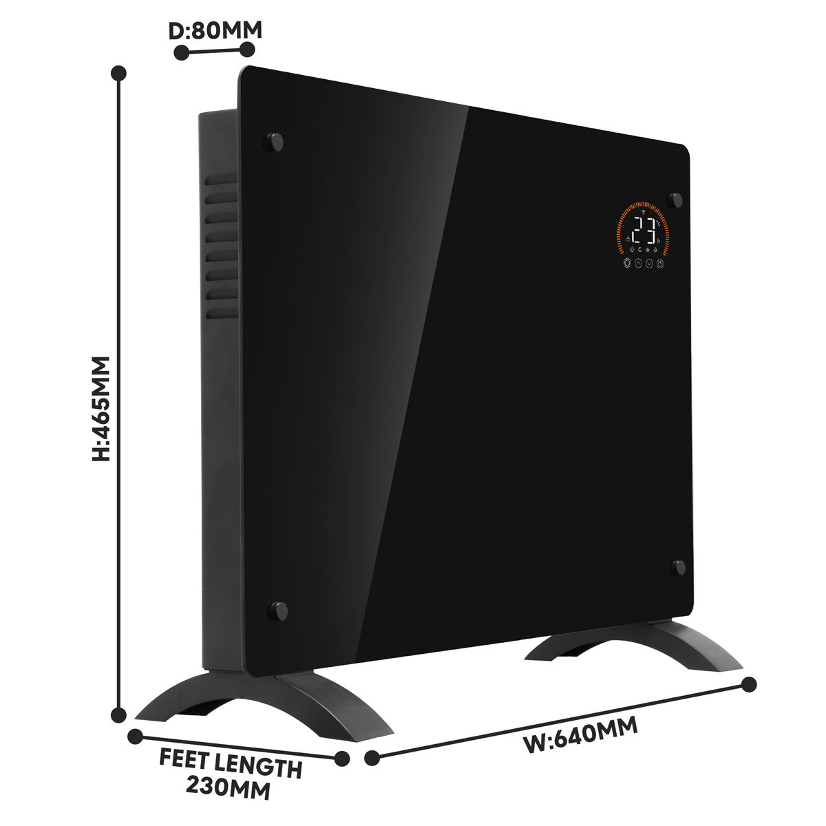 Baridi Electric Glass Panel Heater, 1500W, Thermostat Controlled 24Hr 7 Day Timer, Wi-Fi Enabled, Remote Control, Black - DH137