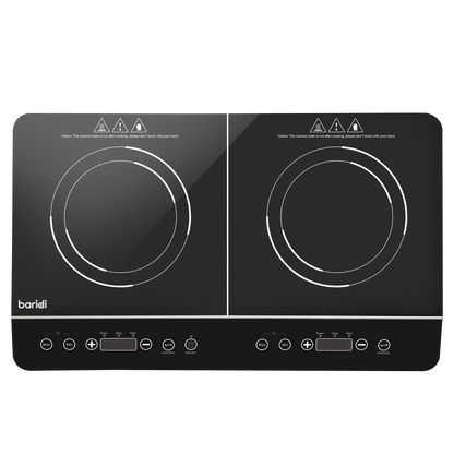 Baridi Portable Induction Hob with 2 Cooking Zones 60 x 36 x 6.5cm - Black