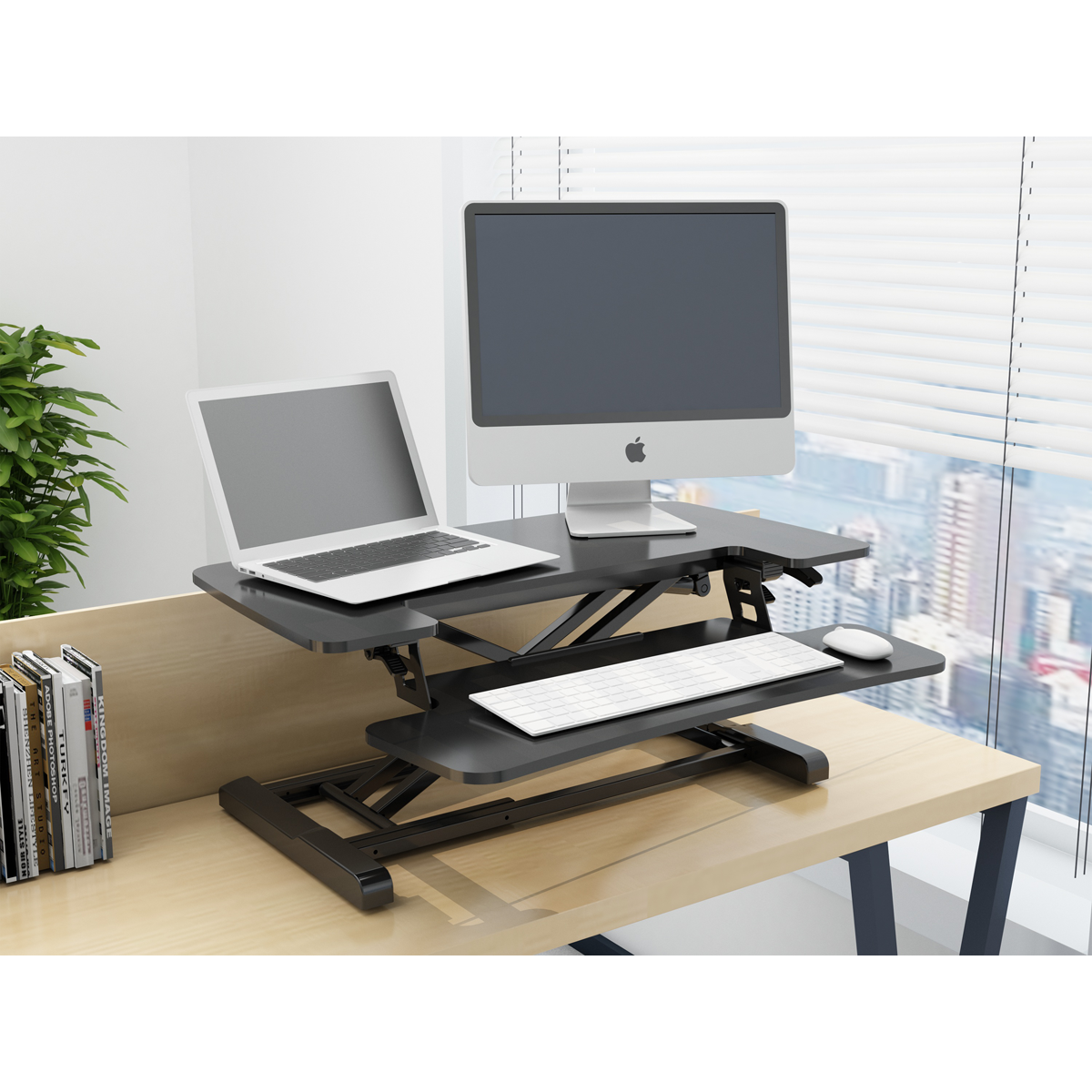 Dellonda 71cm Adjustable-Height Standing Desk Riser 15kg Capacity