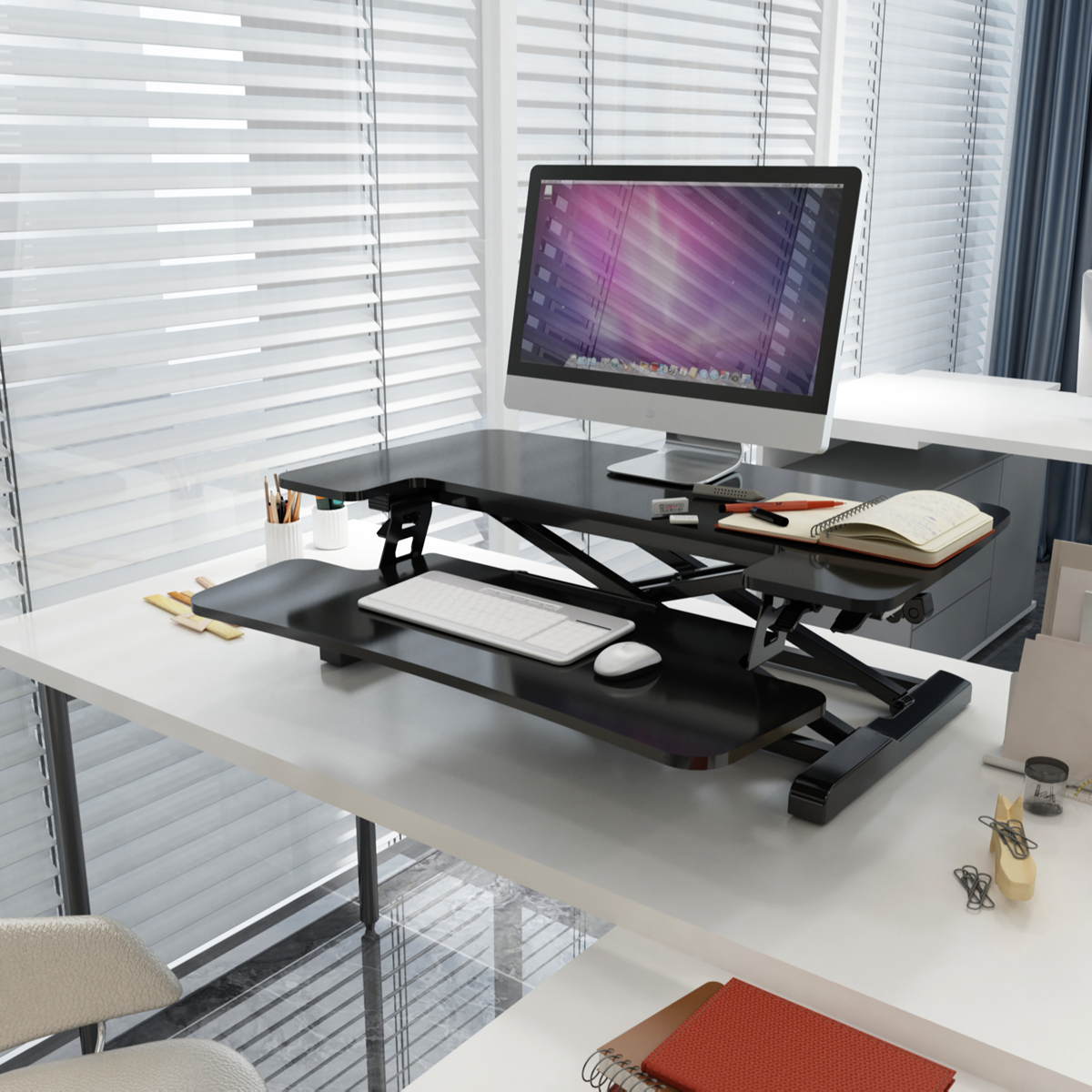 Dellonda 71cm Adjustable-Height Standing Desk Riser 15kg Capacity