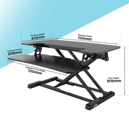 Dellonda 71cm Adjustable-Height Standing Desk Riser 15kg Capacity