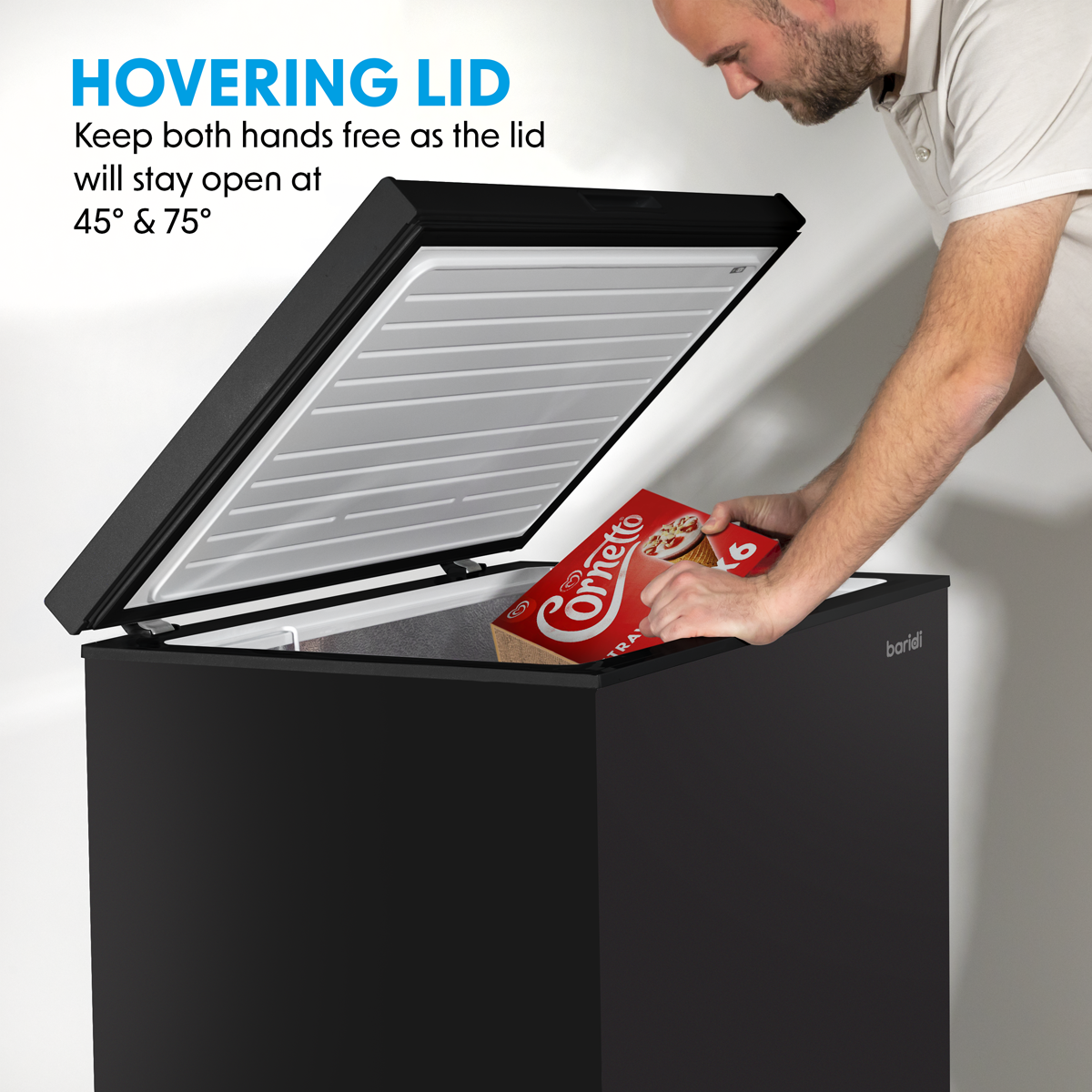 Baridi Freestanding Chest Freezer 199L Capacity - Black