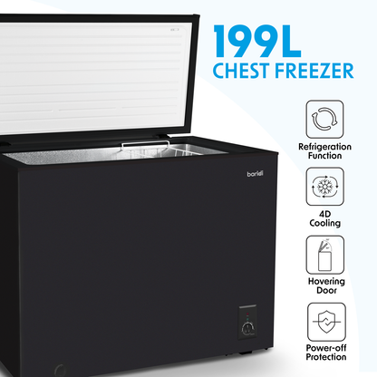 Baridi Freestanding Chest Freezer 199L Capacity - Black