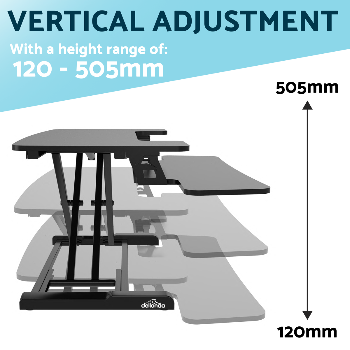 Dellonda 89cm Adjustable-Height Standing Desk Riser 15kg Capacity