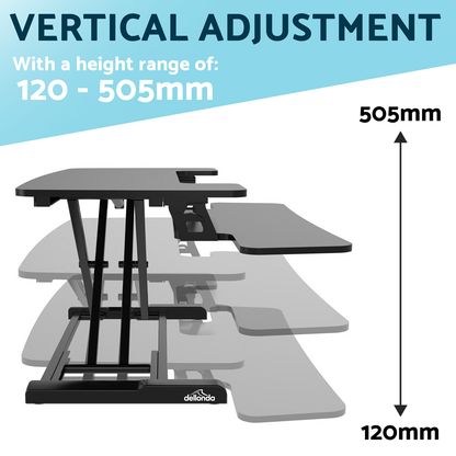 Dellonda 89cm Adjustable-Height Standing Desk Riser 15kg Capacity