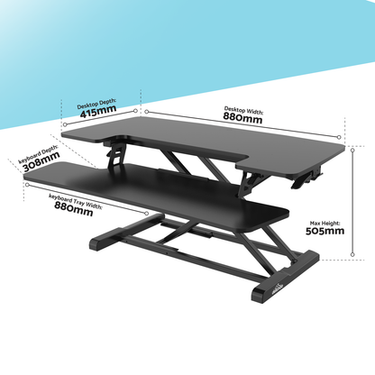 Dellonda 89cm Adjustable-Height Standing Desk Riser 15kg Capacity